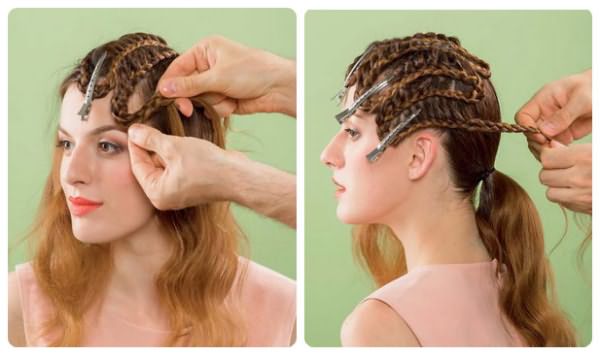 Плетение кос с эффектом ретро: шаг 7-8