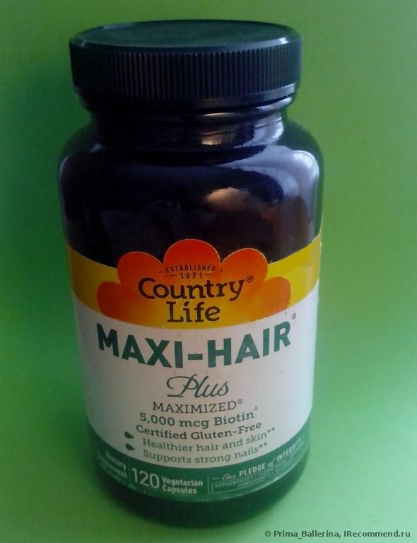 Витамины Country Life Maxi Hair Plus, 120 Veggie Caps фото