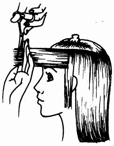 стрижка височной зоны - оттяжка волос к лицу