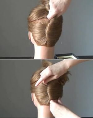 Закрепление нижней части волос шпильками