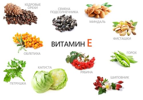 Продукты с содержанием витамина E