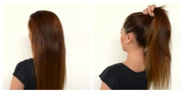 Создание пучка из длинных волос: шаг 1