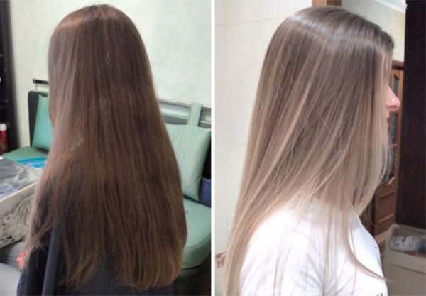 Эффект процедуры брондирования русых волос
